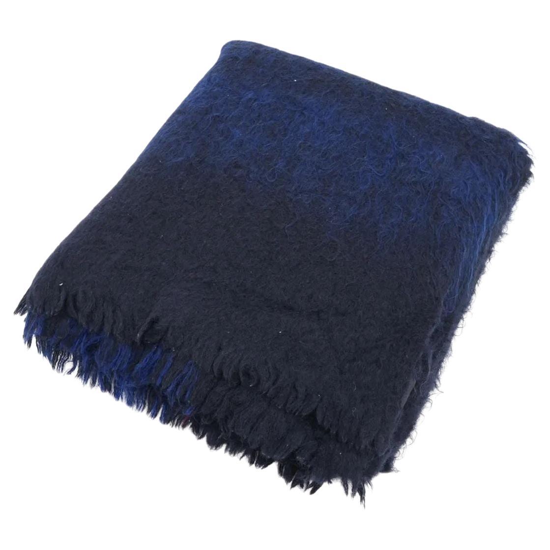 Hermès Decke Mohair x Wolle Blau im Angebot