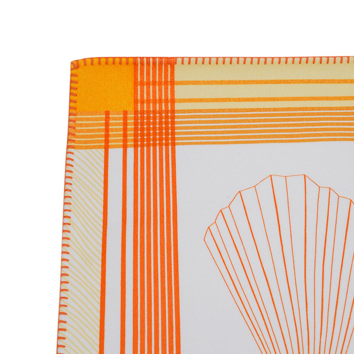 Hermes Blanket Palmarum Fortunei Pollen / Corail Cashmere and Wool 9