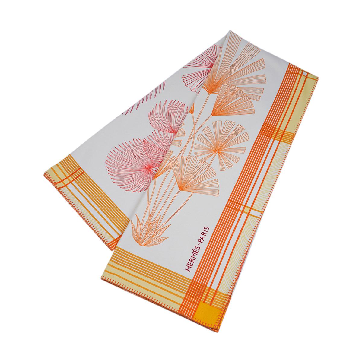 Hermes Blanket Palmarum Fortunei Pollen / Corail Cashmere and Wool For Sale 13