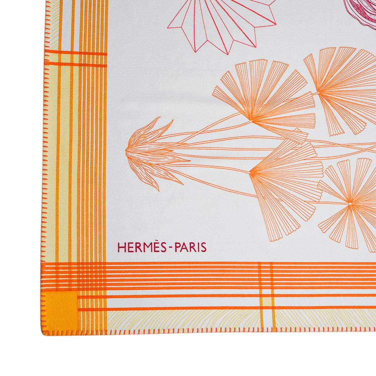 Hermes Blanket Palmarum Fortunei Pollen / Corail Cashmere and Wool For Sale 2