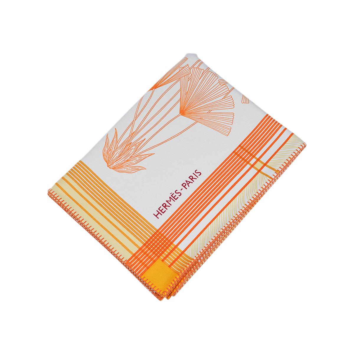 Hermes Blanket Palmarum Fortunei Pollen / Corail Cashmere and Wool For Sale 5