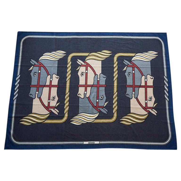 Hermes Blanket Quadrige Limited Edition Blue Rare Find New at 1stDibs