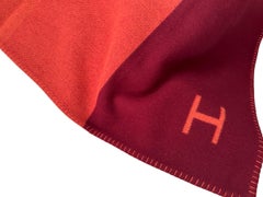 Hermes Blanket Rouge Orange Wool Cashmere Throw