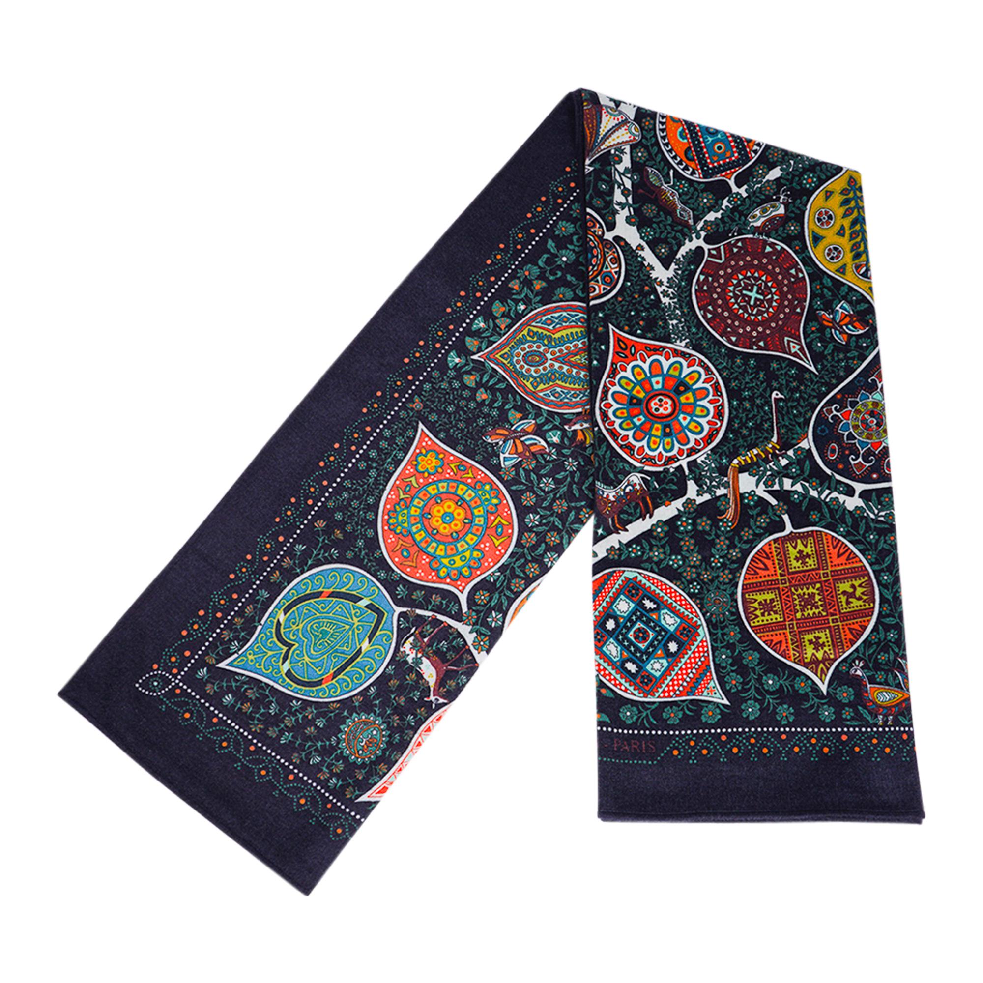 Hermes Blanket Tree of Life Blanket Multicolored Cashmere / Silk New 9