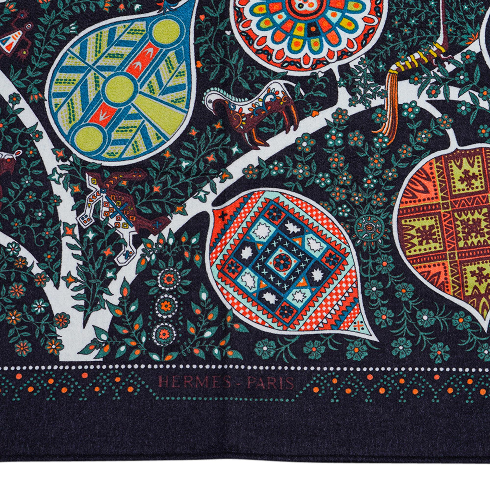 Hermes Blanket Tree of Life Blanket Multicolored Cashmere / Silk New 10