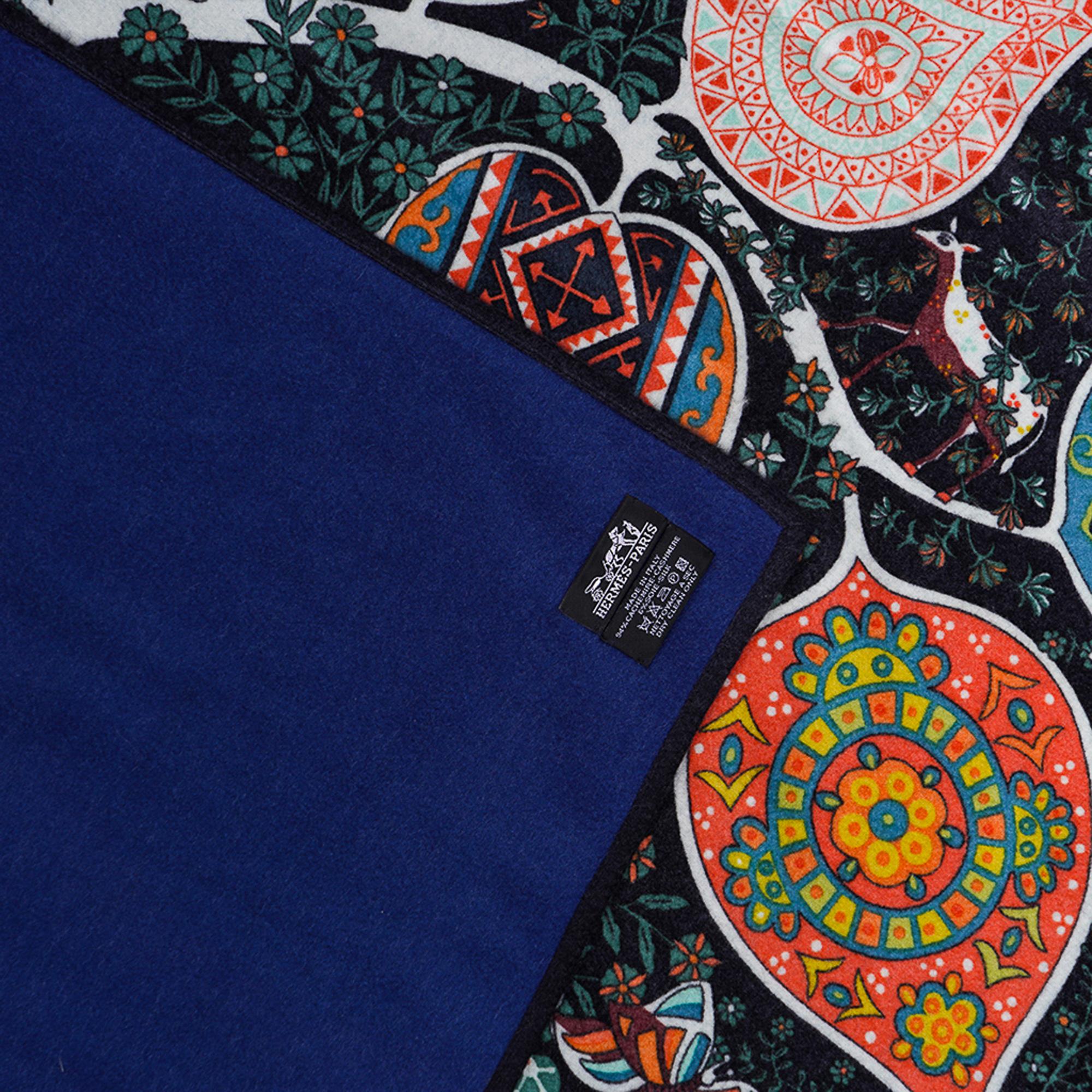 Hermes Blanket Tree of Life Blanket Multicolored Cashmere / Silk New 14