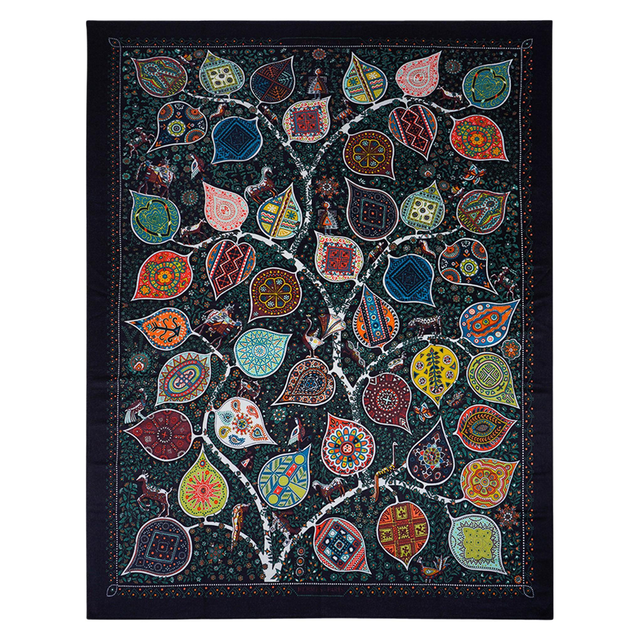 Hermes Blanket Tree of Life Blanket Multicolored Cashmere / Silk New