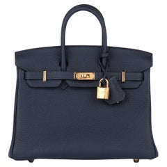 Hermès Bleu Abysse Togo Leather Birkin 25cm Retourne