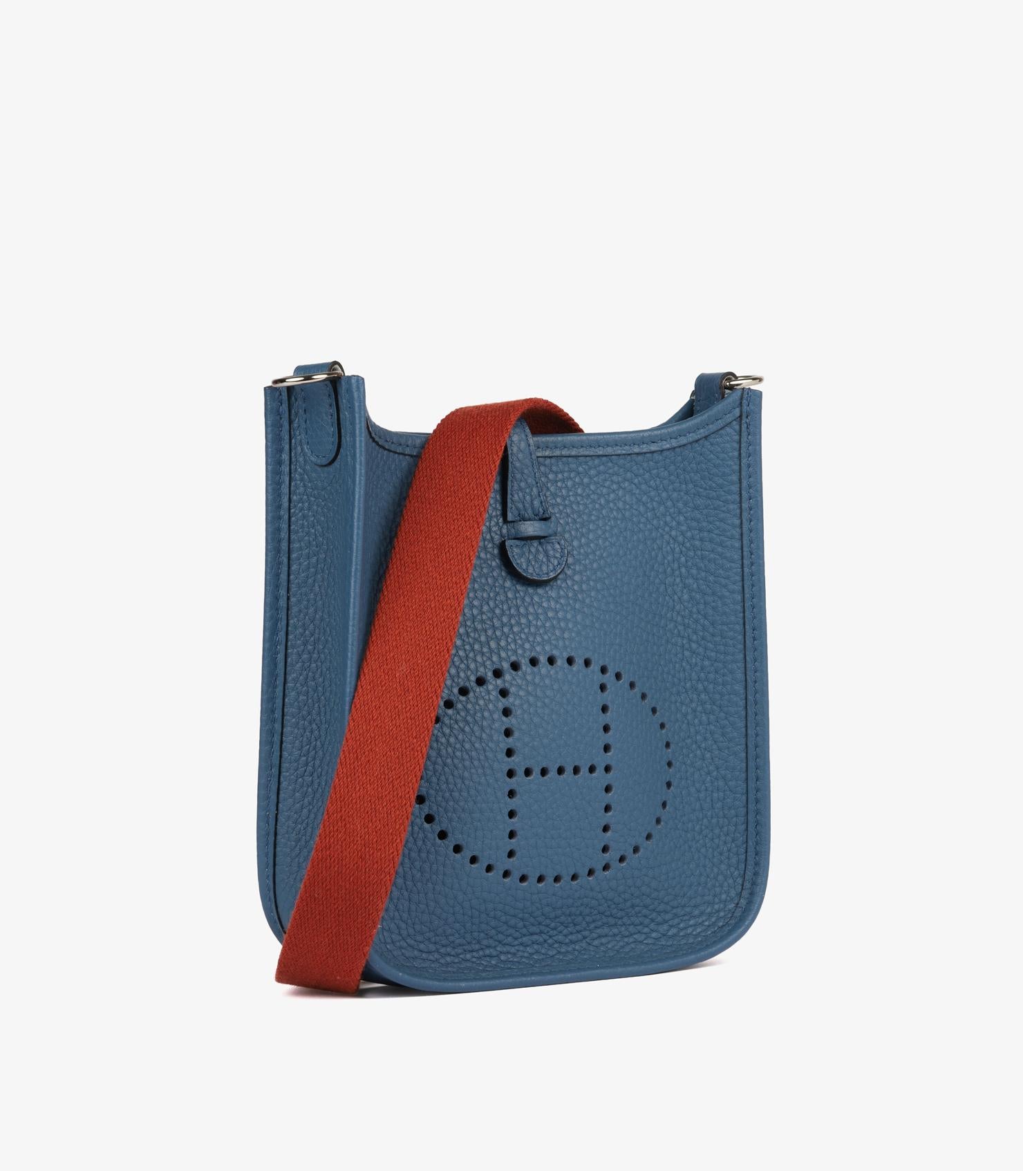 Violet Hermès Bleu Agate Clemence Cuir Evelyne TPM en vente