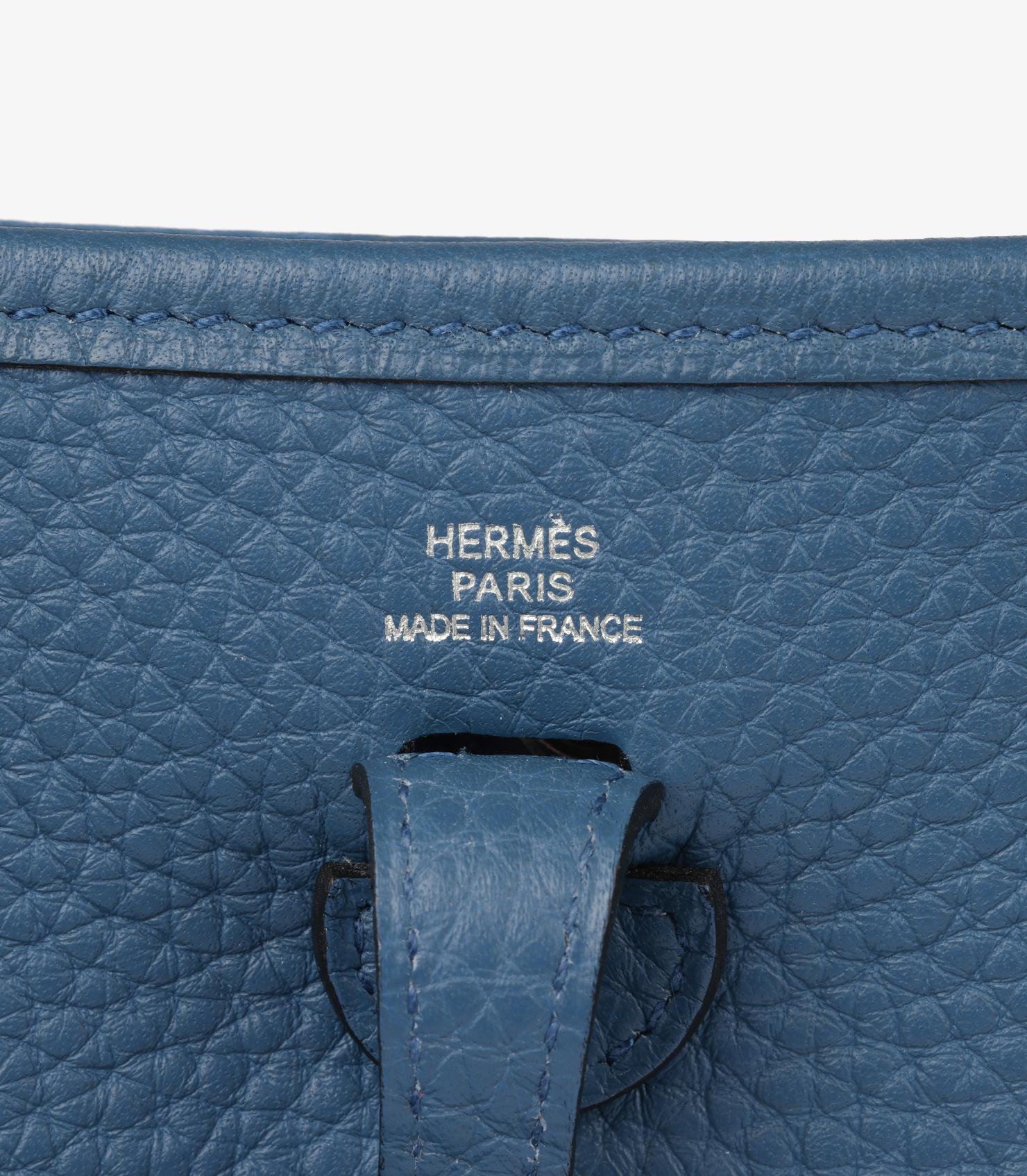 Hermès Bleu Agate Clemence Cuir Evelyne TPM en vente 3