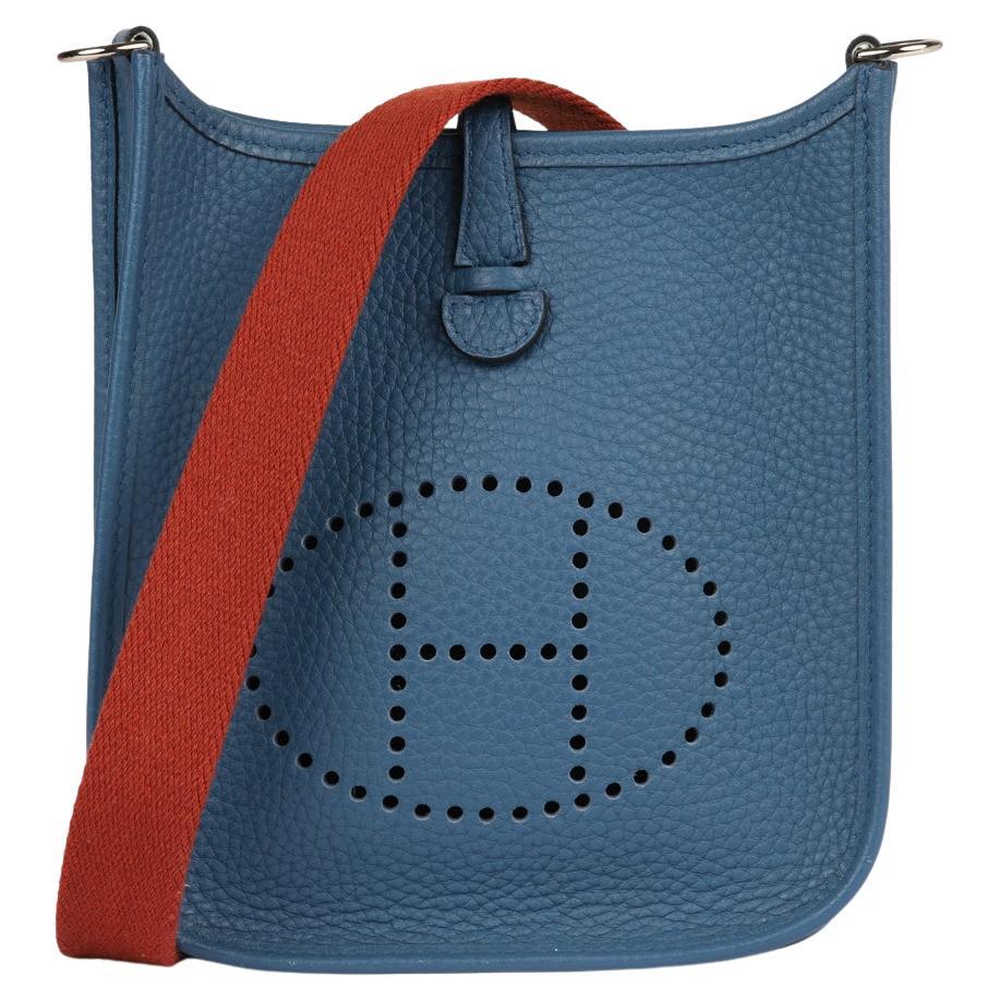 Hermès Bleu Agate Clemence Cuir Evelyne TPM en vente