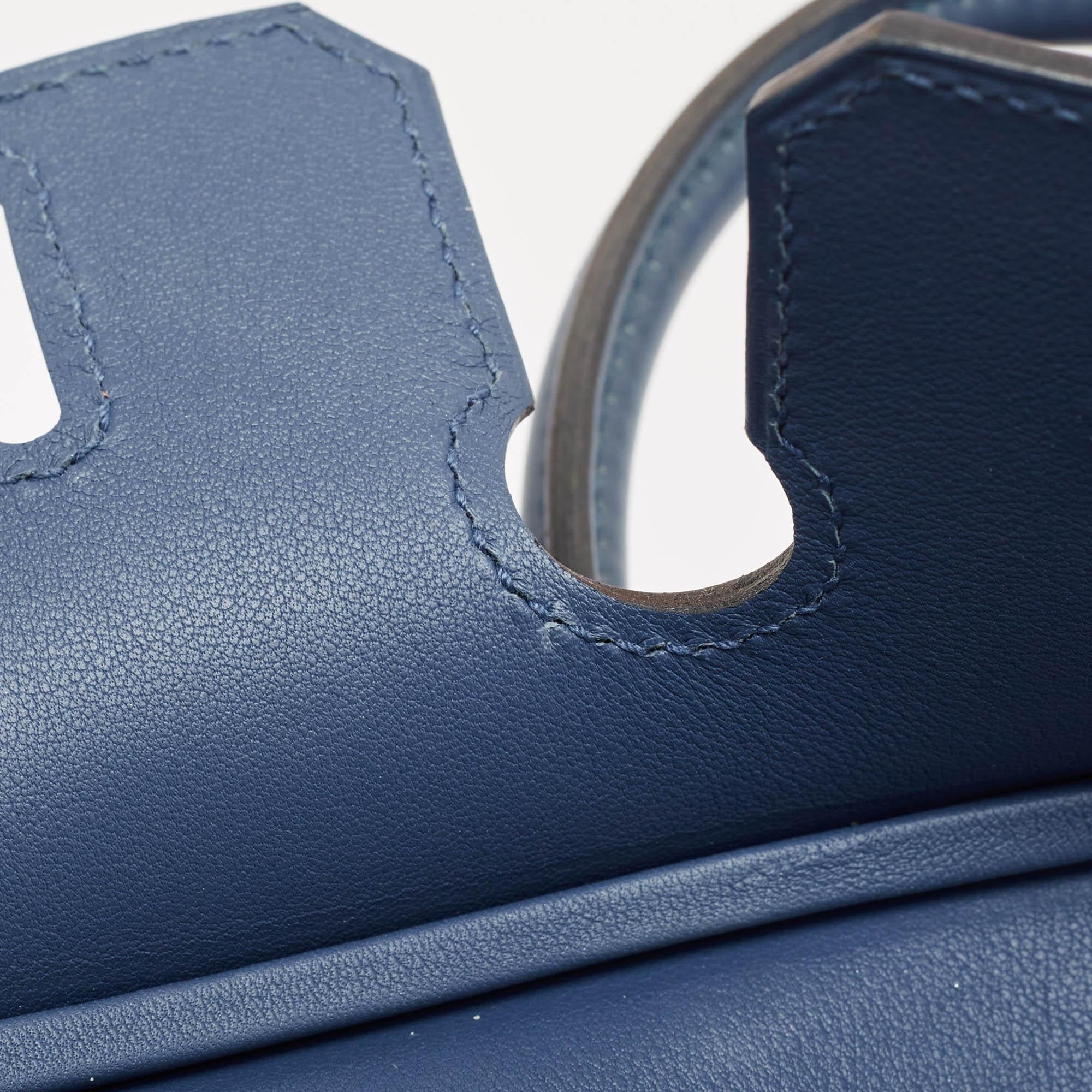 Hermes Bleu Agate Swift Leather Palladium Finish Birkin 25 Bag 1