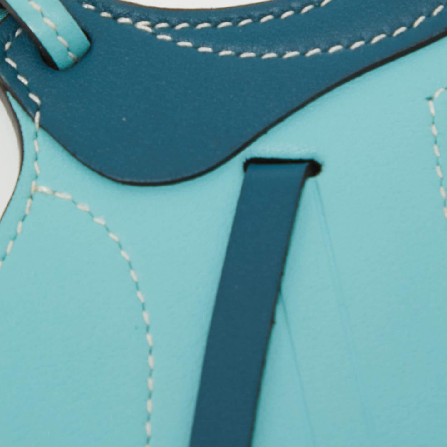 Women's Hermès Bleu Atoll/Colvert Swift Leather Paddock Selle Horse Saddle Bag Charm