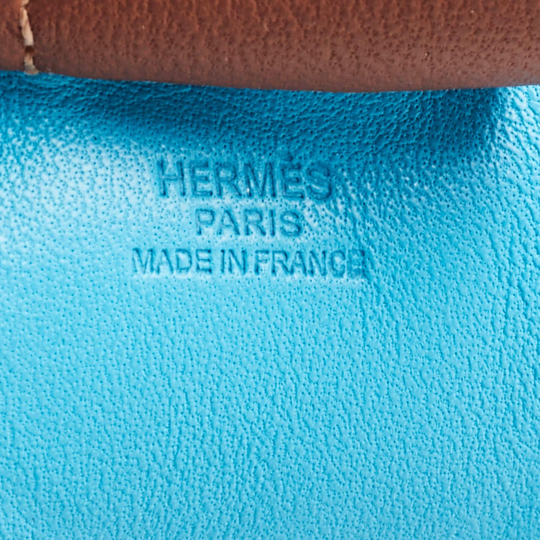 Hermes Bleu Aztec/Bleu Electrique/Fauve Milo Cuir GriGri Rodeo Bag Charm MM Pour femmes 