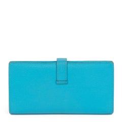 Hermès BLEU AZTEC CHEVRE MYSORE LEATHER BEARN WALLET