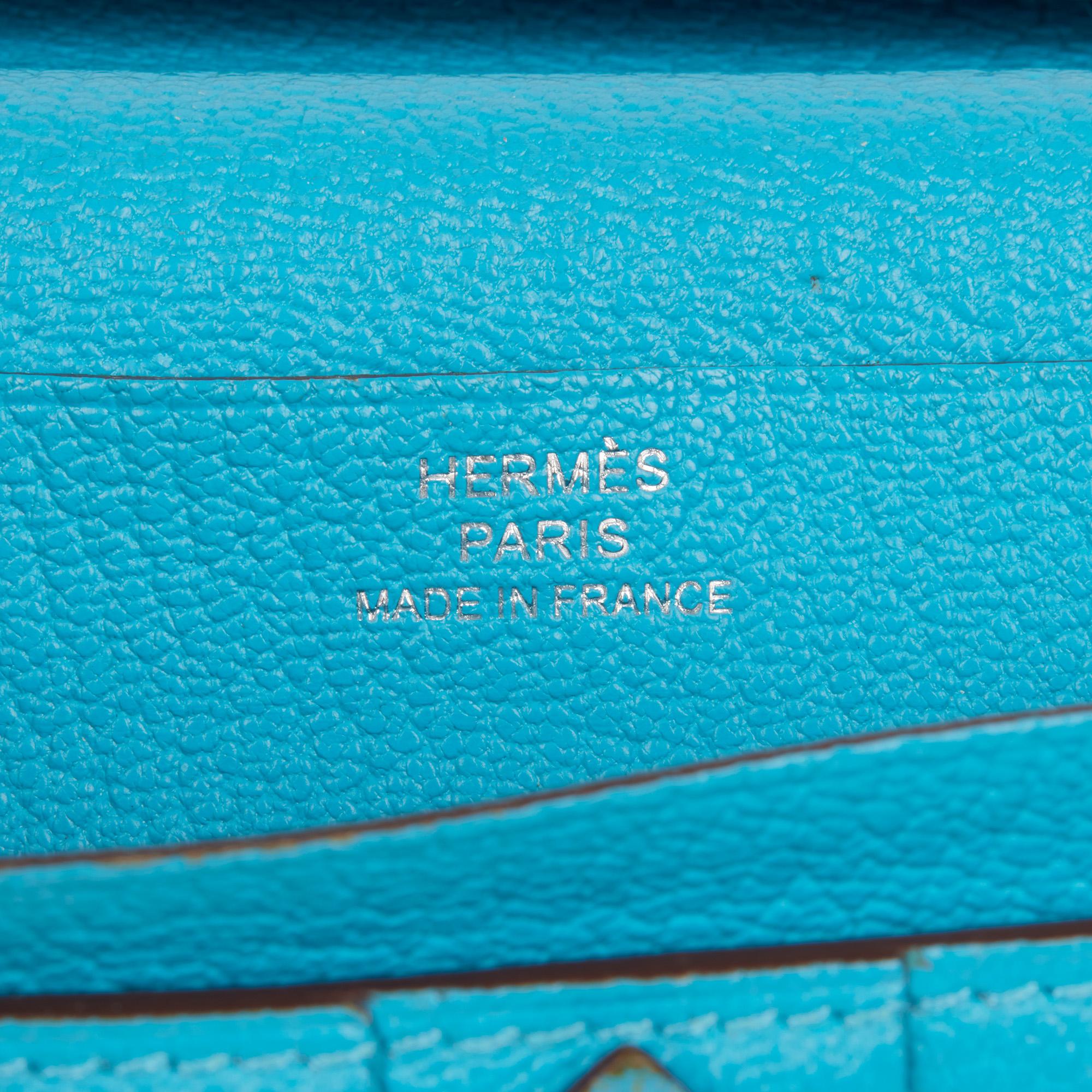 Blue Hermès BLEU AZTEC CHEVRE MYSORE LEATHER BEARN WALLET