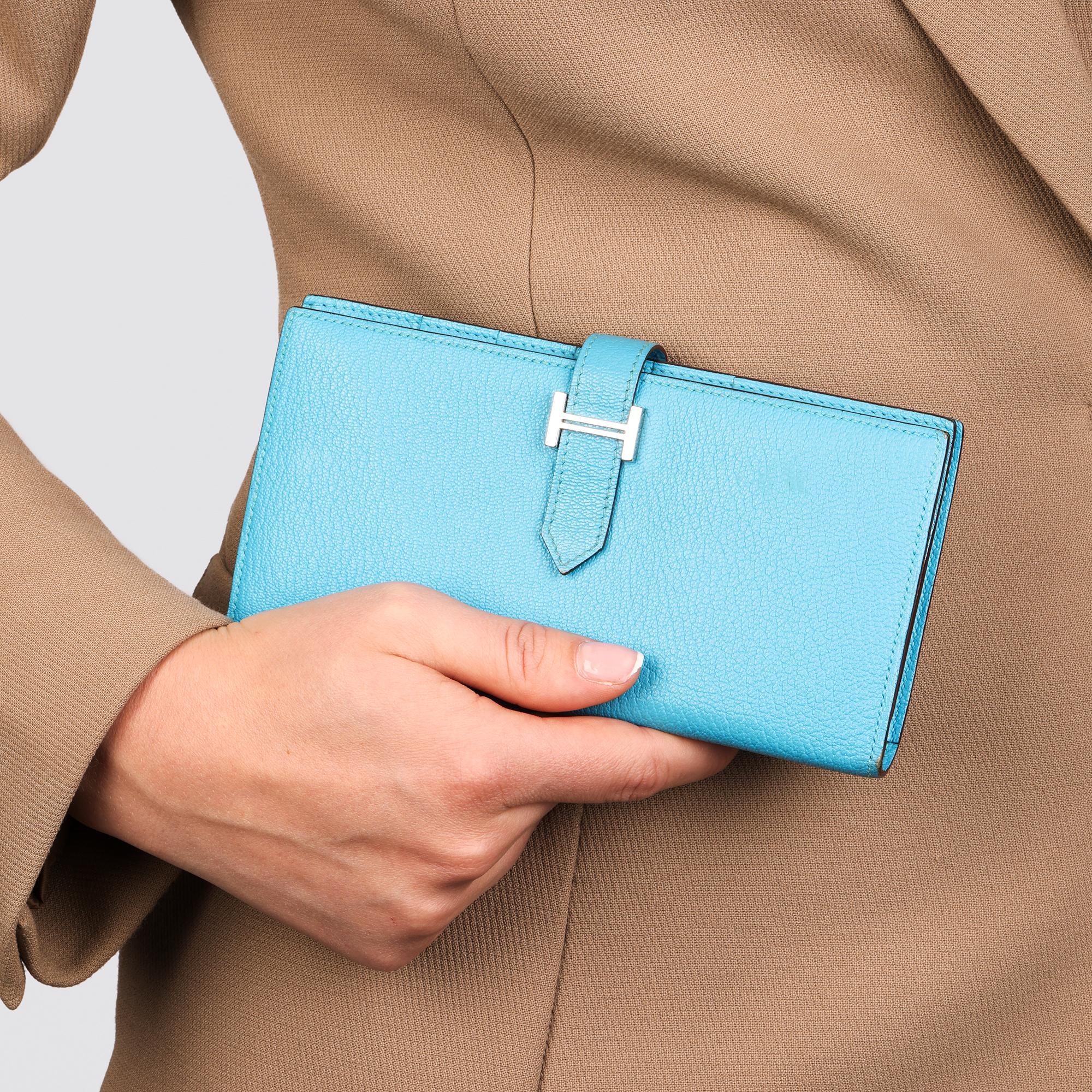 Hermès BLEU AZTEC CHEVRE MYSORE LEATHER BEARN WALLET 1