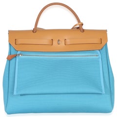 Hermès Bleu Azteque Toile Vache Hunter Herbag Zip 31 PM PHW