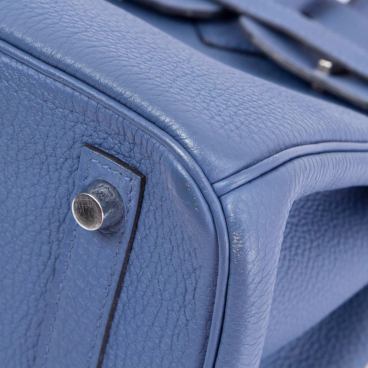 HERMES Bleu Brighton Blue Togo leather BIRKIN 30 Bag Palladium 6