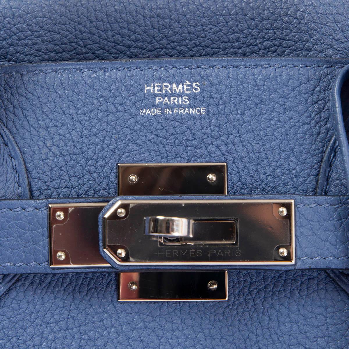 HERMES Bleu Brighton Blue Togo leather BIRKIN 30 Bag Palladium 1