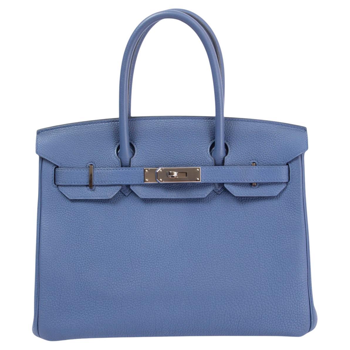 HERMES Bleu Brighton Blue Togo leather BIRKIN 30 Bag Palladium