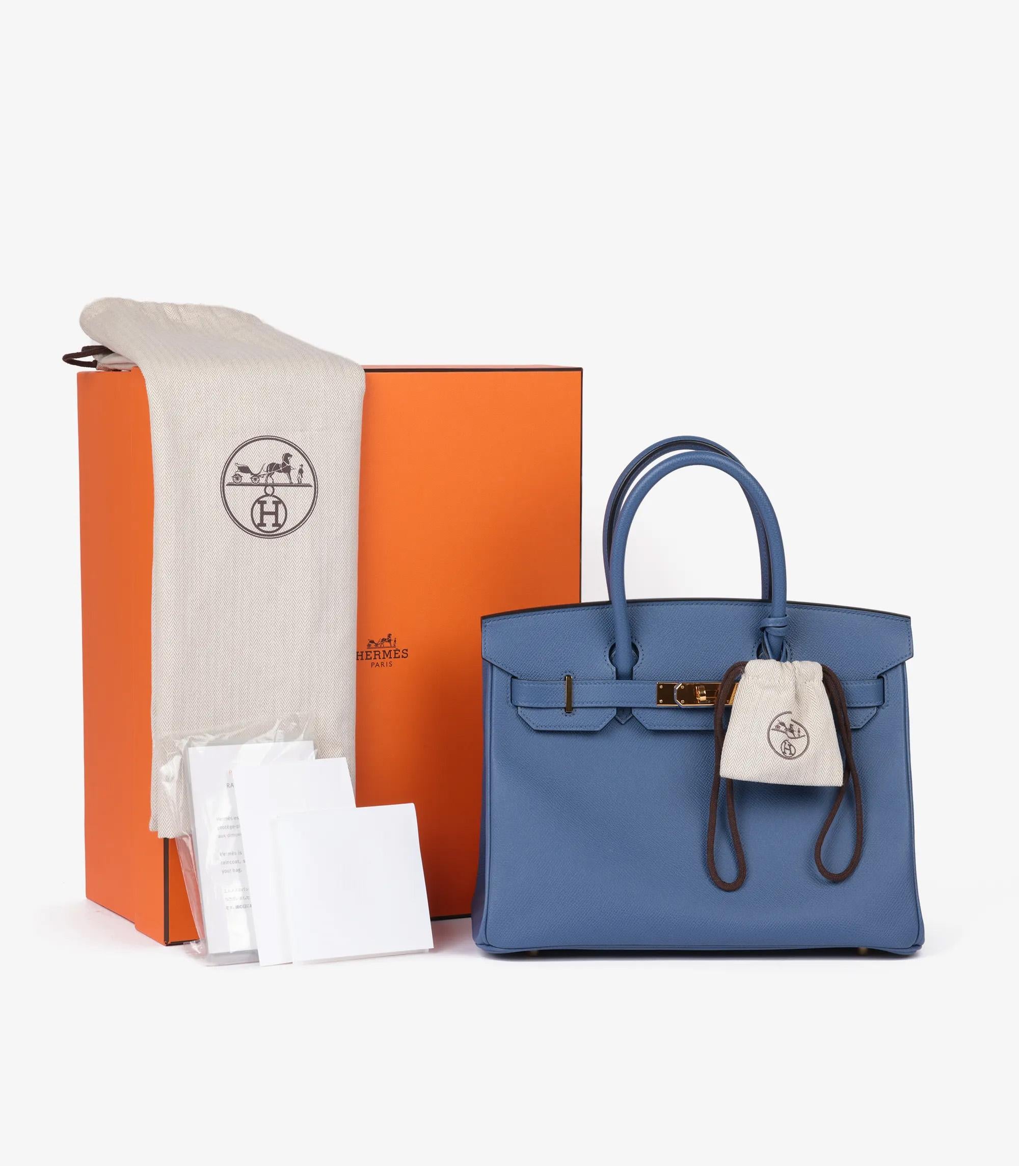 Hermès Bleu Brighton Epsom Leather Birkin 30cm Retourne 6