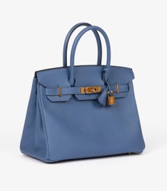 Hermès Bleu Brighton Epsom Leather Birkin 30cm Retourne