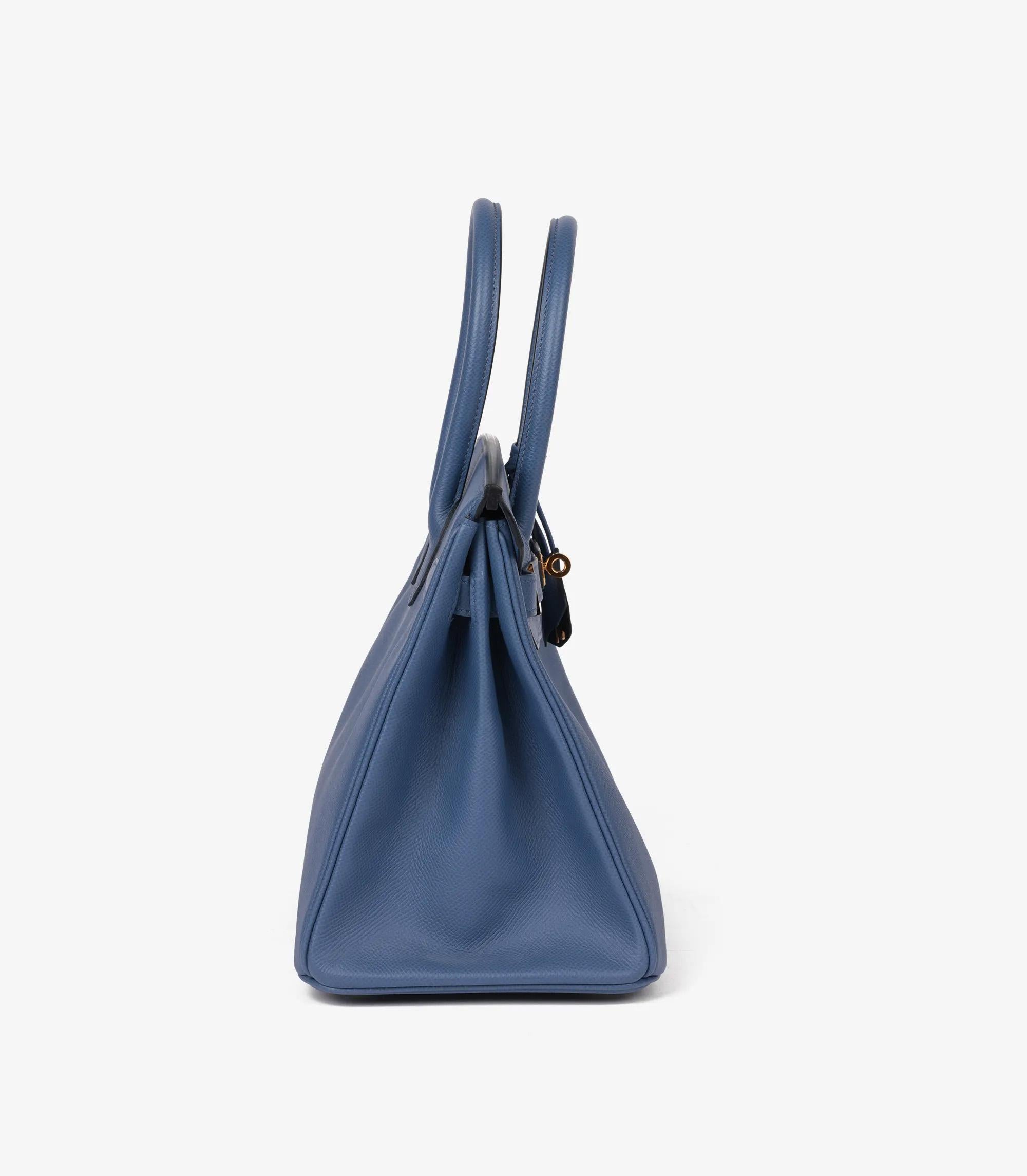 Hermès Bleu Brighton Epsom Leather Birkin 30cm Retourne In Excellent Condition In Bishop's Stortford, Hertfordshire