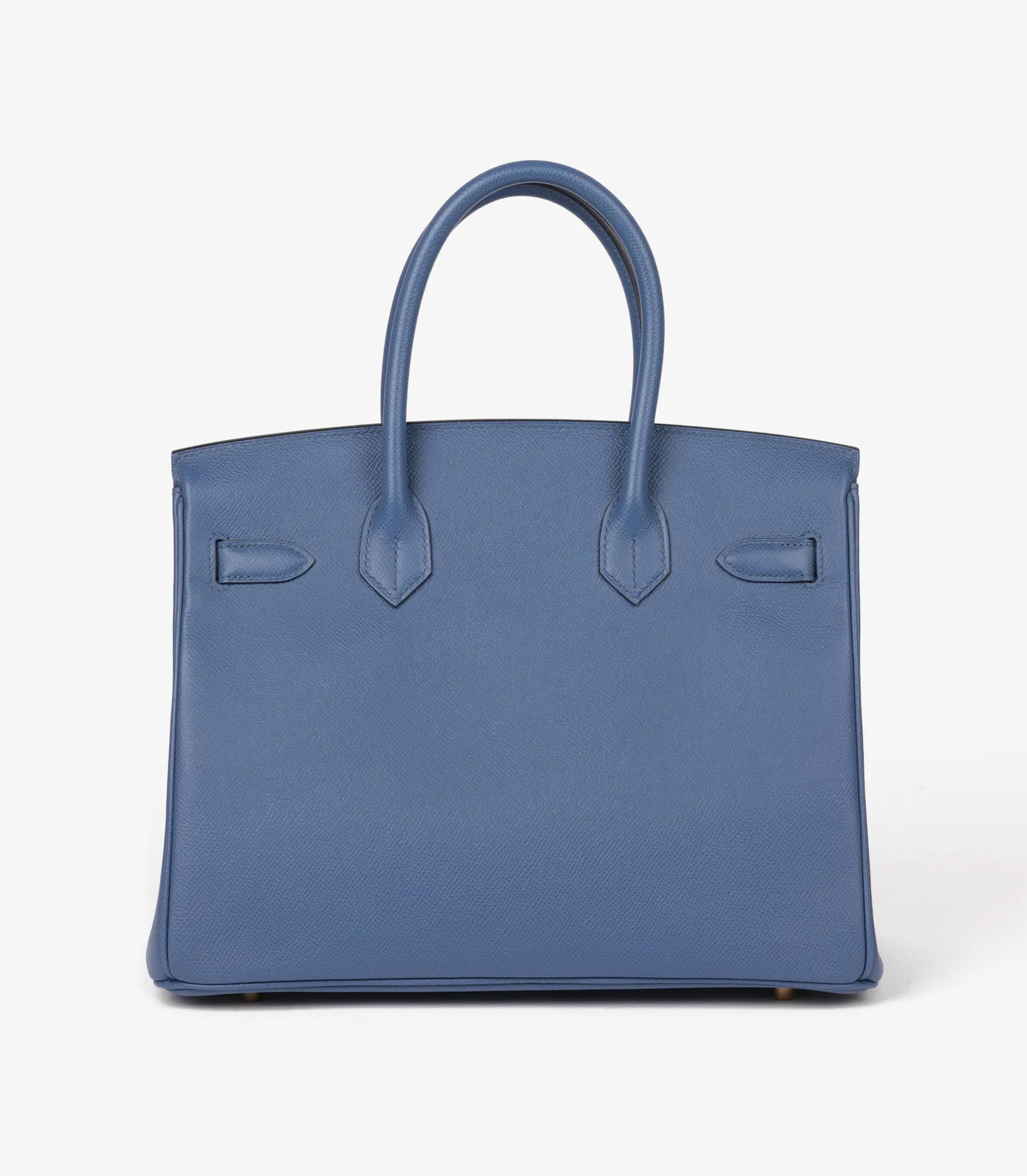 Women's or Men's Hermès Bleu Brighton Epsom Leather Birkin 30cm Retourne