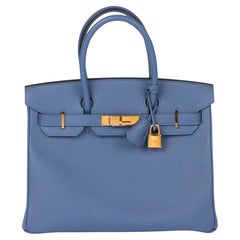 Hermès Bleu Brighton Epsom Leather Birkin 30cm Retourne