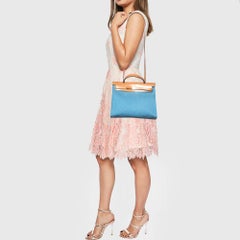 Bolso Hermes Bleu Brighton/Vache Naturel de piel y lona Herbag Zip 31