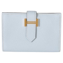 Hermès Bleu Brume Epsom Bearn Card Holder Wallet GHW