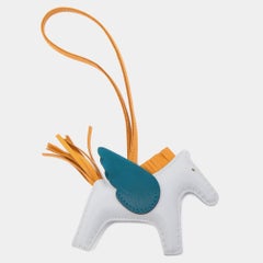 Hermes Bleu Brume/Sesame/Vert Bosphore Milo Leather Rodeo Pegase Bag Charm PM