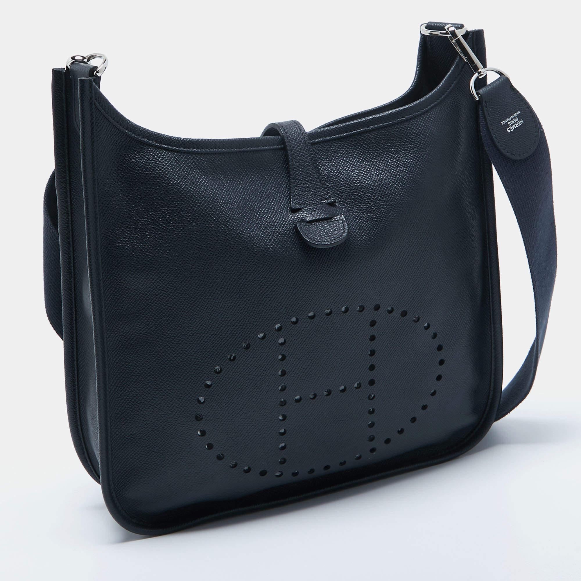 Women's Hermès Bleu Buit Epsom Leather Evelyne III PM Bag For Sale