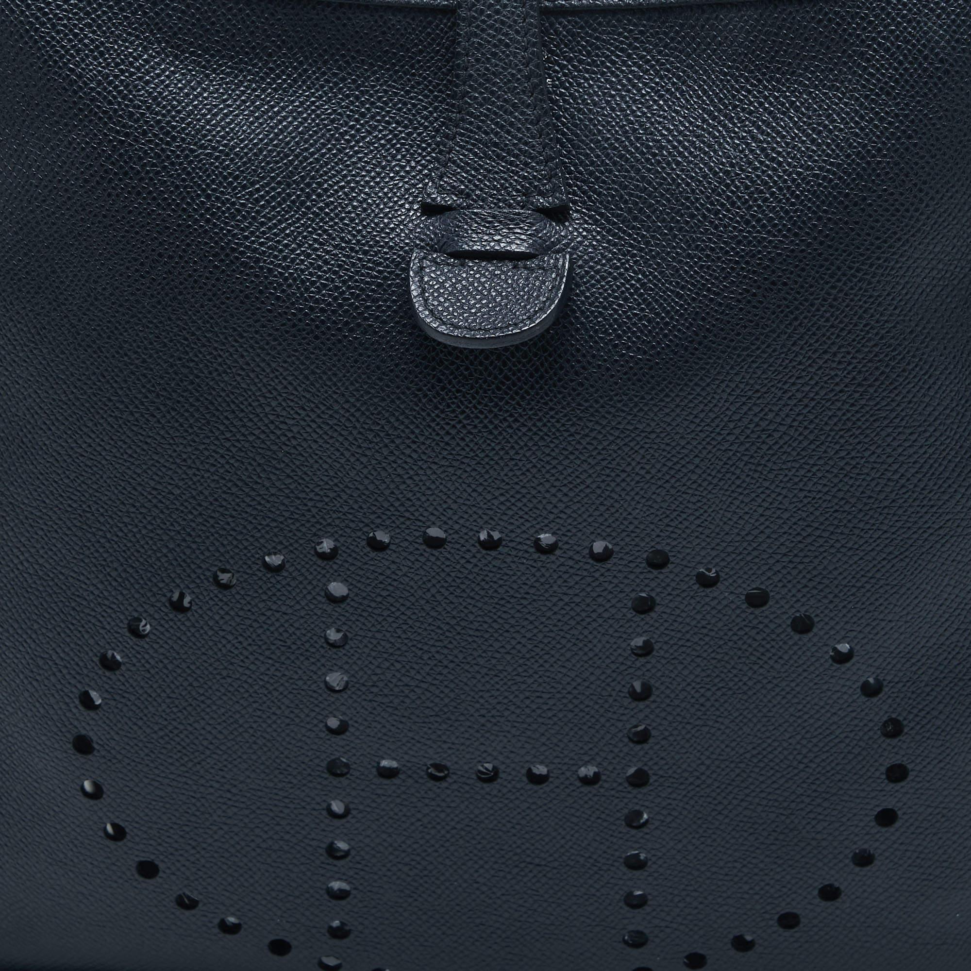 Hermès Bleu Buit Epsom Leather Evelyne III PM Bag For Sale 1