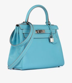 Hermès Bleu Celeste & Mykonos Epsom Leather Candy Collection Kelly 28cm Retourne