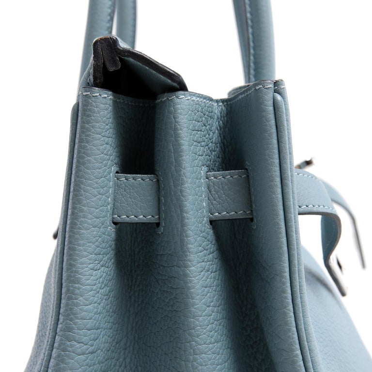 Hermès Bleu Ciel Clemence 35 cm Birkin Bag at 1stDibs