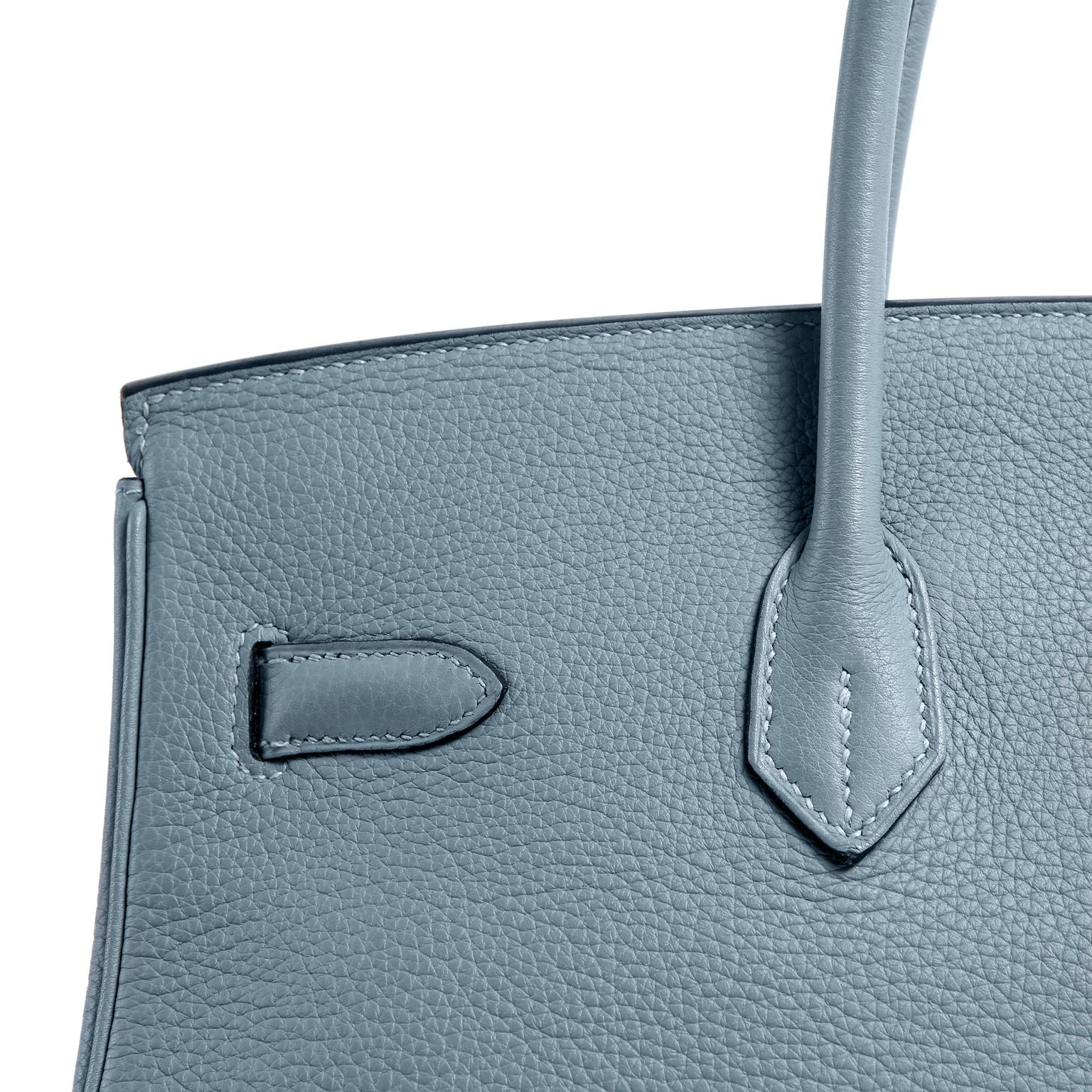 Hermès Bleu Ciel Clemence 35 cm Birkin Bag 7