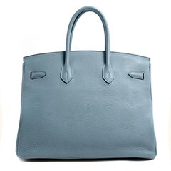 Hermès Bleu Ciel Clemence 35 cm Birkin Bag