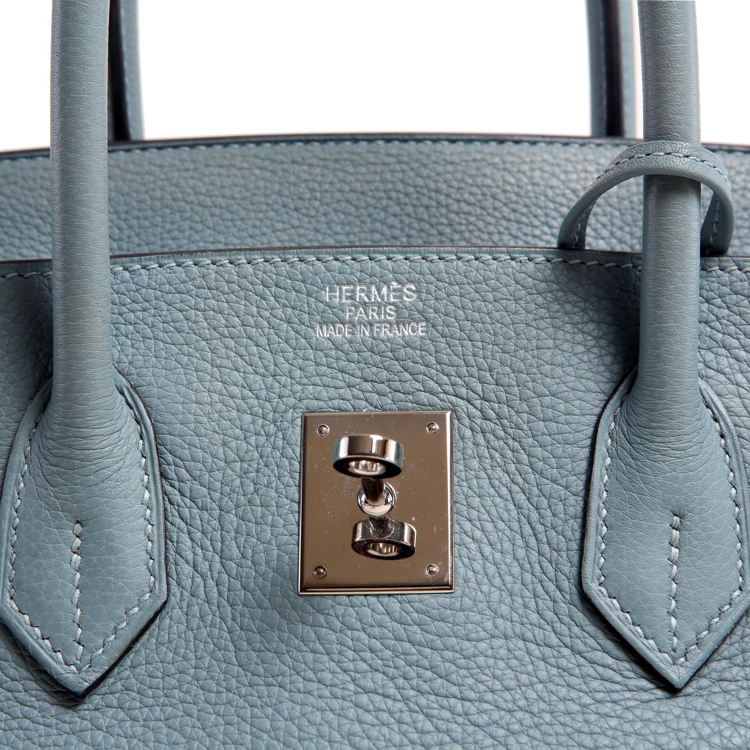 Women's Hermès Bleu Ciel Clemence 35 cm Birkin Bag