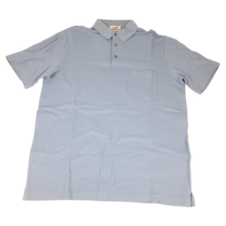 Hermes Bleu Ciel H embroidered buttoned polo shirt For Sale at 1stDibs