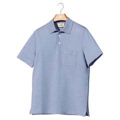 Hermes Bleu Ciel H embroidered buttoned polo shirt Size M