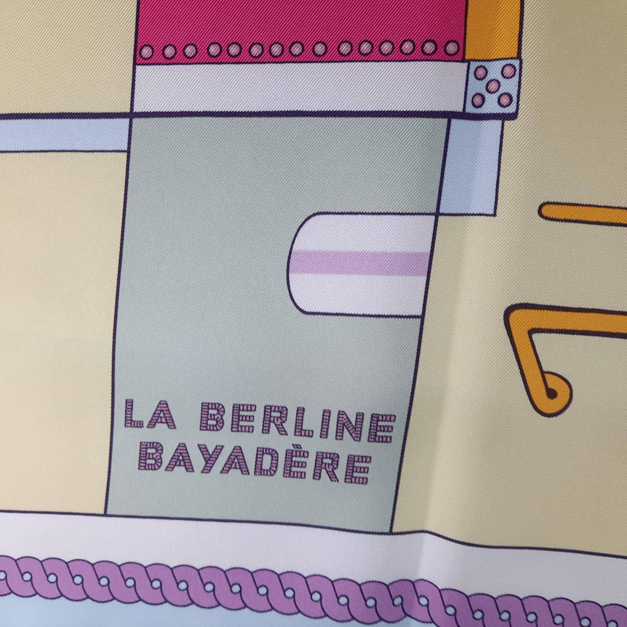 Hermes Bleu Ciel / Jaune Soufre / Vert La Berline Bayadere scarf 90 1