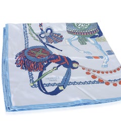 Hermès Bleu Ciel Silk Le Timbalier Scarf 90