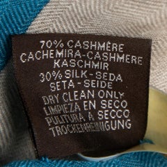 Scialle Hermes Bleu Cobalt/Naturel Eperon d'or in cashmere e seta