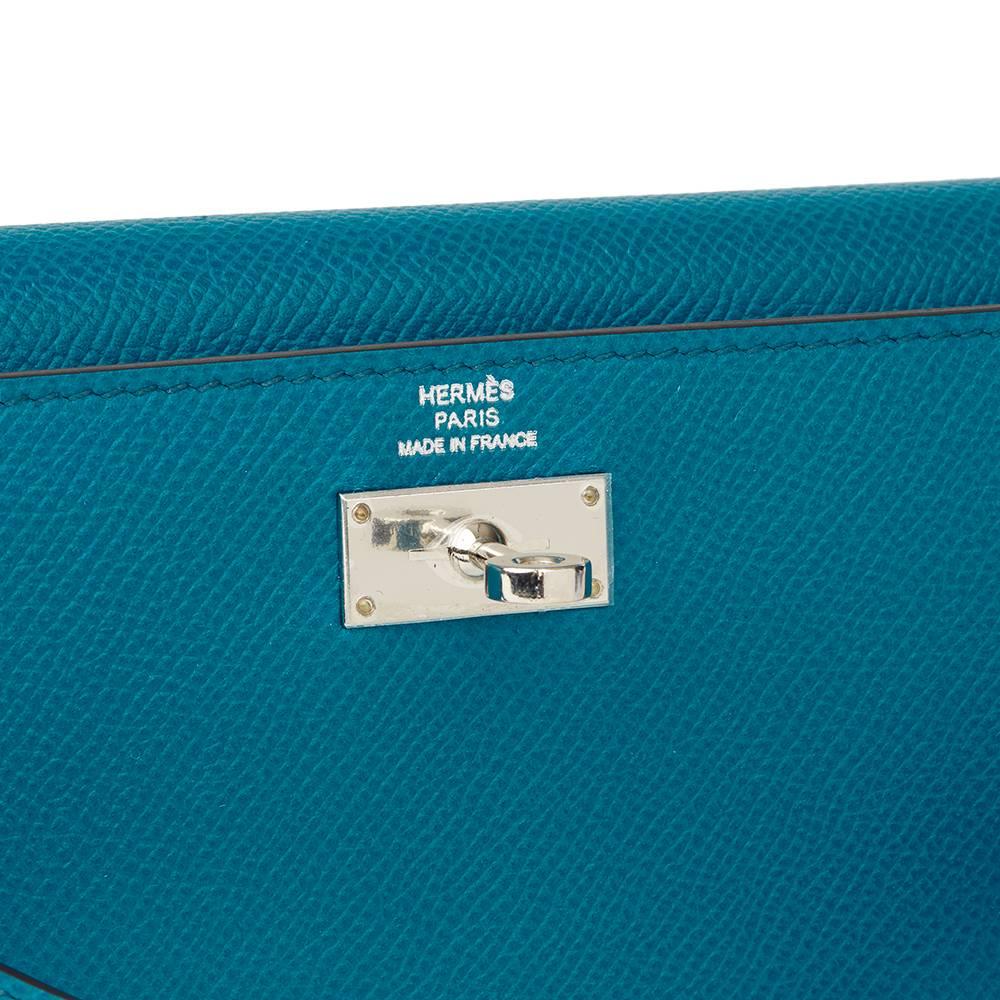 2014 Hermes Bleu Colvert Epsom Leather Tri-Fold Kelly Wallet 1