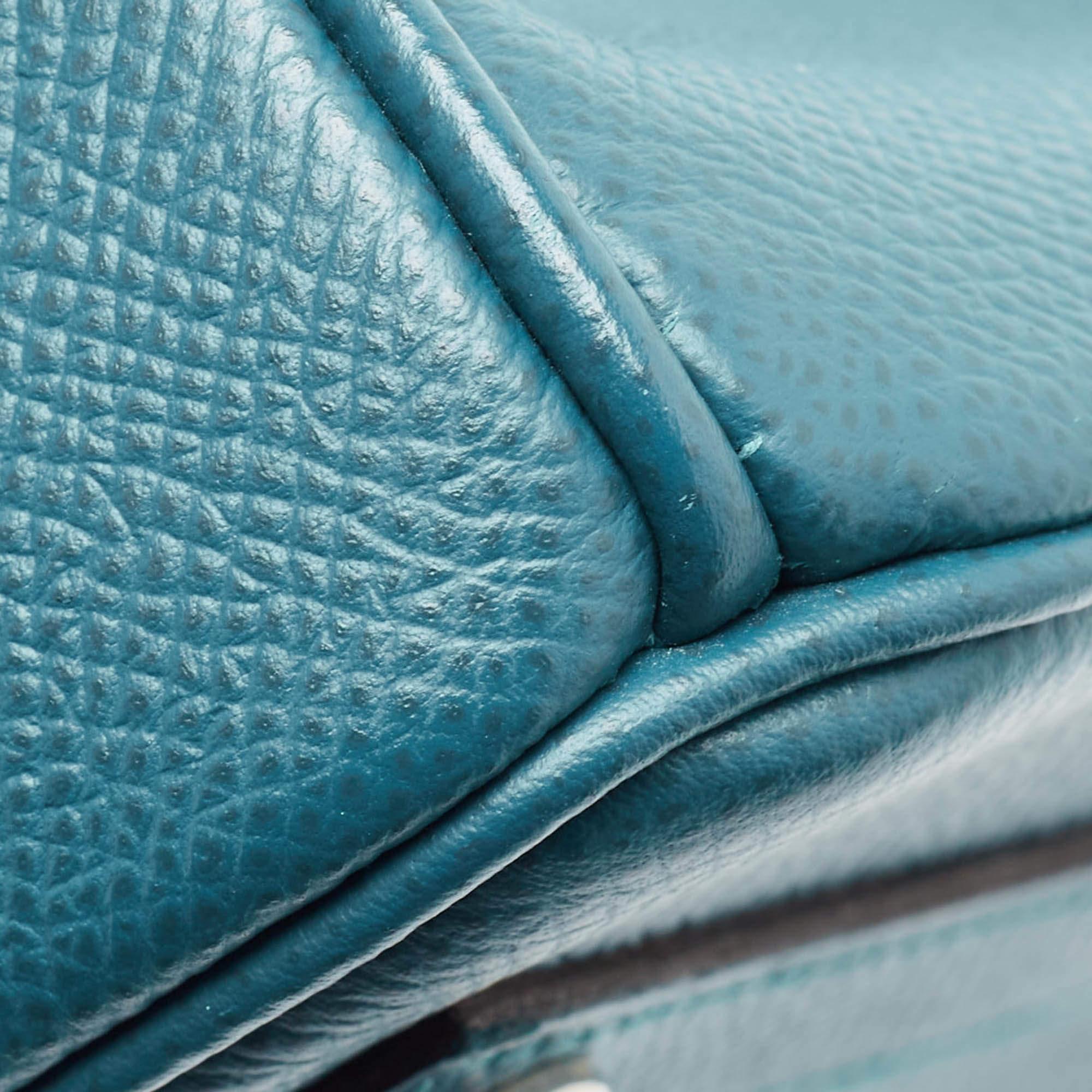Hermes Bleu De Galice Epsom Leather Palladium Finish Birkin 30 Bag For Sale 3