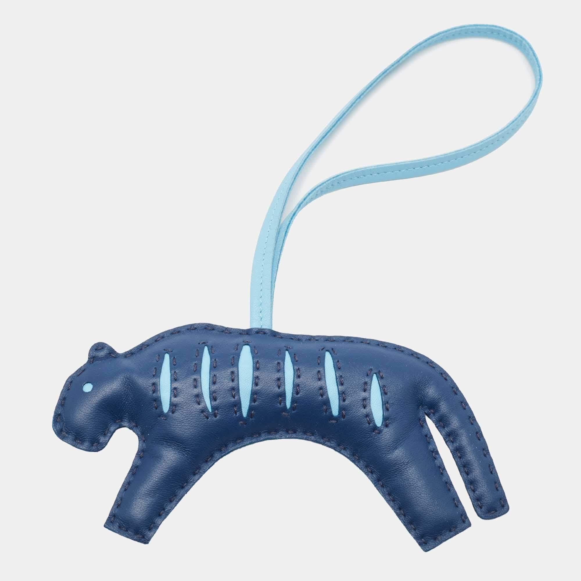 Blue Hermes Bleu de Malte/Celeste Milo Leather RooRoo Bag Charm