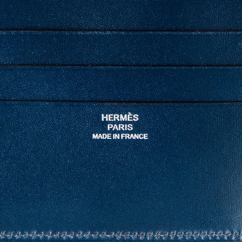 Blue HERMES Bleu de Malte Eversoft leather MC2 COPERNIC Men's Wallet