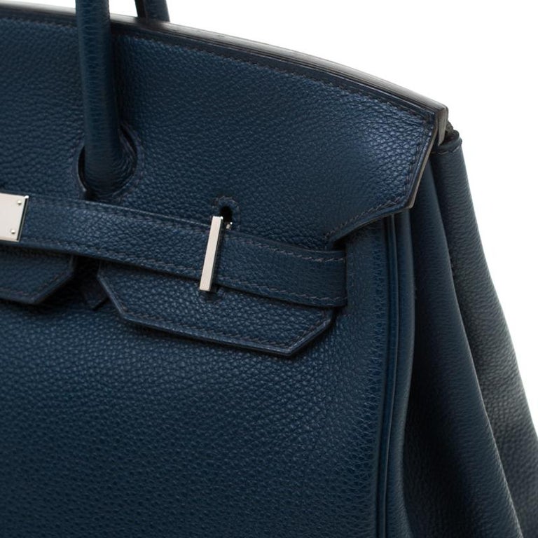 Hermes Bleu De Malte Leather Palladium Hardware Birkin 35 Bag For Sale ...